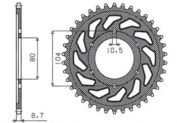 Sunstar Kettenrad aus Stahl KAWASAKI ZX9R 94-97 / ZZR1200 02-05  [44]