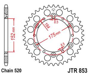 JT Hinteres Ritzel Aluminium [40 Zähne] YAMAHA YZ/YZF 88-98 Farbe schwarz