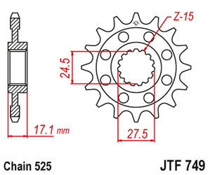 JT Vorderes Ritzel [16 Zähne] DUCATI PANIGALE 1199/1299 12-16 mit Schwingungsdämpfer