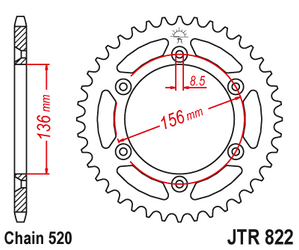Stahl Kettenrad Hinten JT JTR822.53 ilość zębów 53Z