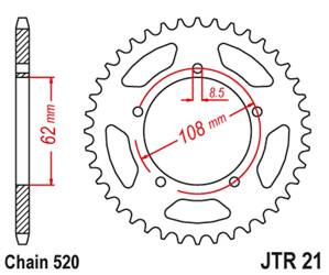 JT Hinteres Ritzel Stahl [40 Zähne] APRILIA 125 PEGASO 89-99 / 125 TUAREG WIND 90-92
