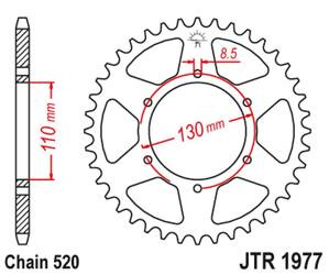 JT Hinteres Ritzel Stahl [48 Zähne] HONDA XR 200 80-81 / XL 250 76-77