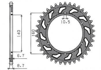 Sunstar Kettenrad aus Stahl KAWASAKI GPX 750R / GPZ 750/900/1100 / ZRX/ZZR 1100 [48]