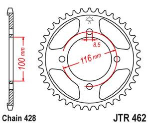JT Hinteres Ritzel Stahl [49 Zähne] KAWASAKI KX 80 86-99 / KX 85 01-20 / KX 100 86-21