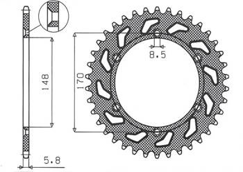 Sunstar Kettenrad aus Stahl SUZUKI DR 600 85-89 / DR 650 90-95 [42]