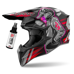Airoh Wraaap Cyber-Helm grau, rot, schwarz / matt