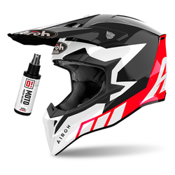 Airoh Wraaap Reloaded Helm weiß, schwarz, rot / glänzend