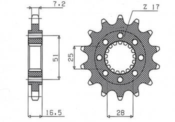 Sunstar Vorderes Kettenrad aus Stahl KTM 950/990 LC8 ADVENTURE/SUPERDUKE 06-12 [16]