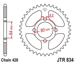 JT Hinteres Ritzel Stahl [52 Zähne] YAMAHA RD 50 79-87 / RD 80 82 / DT 100 77-83