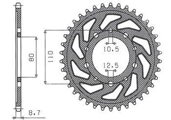 Sunstar Kettenrad aus Stahl HONDA CBR 600F 87-90 / VF 1000F 84-87 [43]