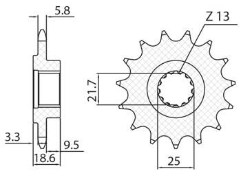Sunstar Vorderes Kettenrad aus Stahl KAWASAKI Z 750 04-12 / Z 800 13-16 [14]