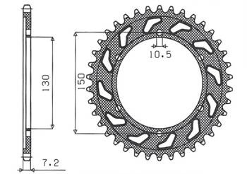 Sunstar Kettenrad aus Stahl YAMAHA TDM 900 02-13 / HONDA XL 600V TRANSALP 91-99 [44]