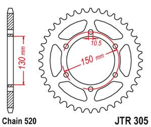 JT Hinteres Ritzel Stahl [46 Zähne] HONDA NX 650 95-01 / YAMAHA XJ 6 09-15 Farbe schwarz