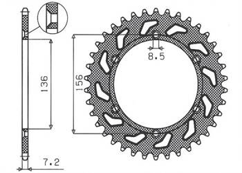 Sunstar Kettenrad aus Stahl SUZUKI DR 650 SE 96-12  [43]