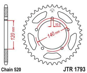 JT Hinteres Ritzel Stahl [42 Zähne] TRIUMPH 865 BONEVILLE/THRUXTON 15-16 / SCRAMBLER 16-17