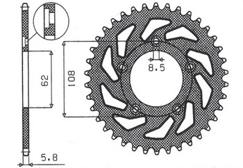 Sunstar Kettenrad aus Stahl APRILIA RS 125 93-05 / TUAREG WIND 125 89-00 [40]