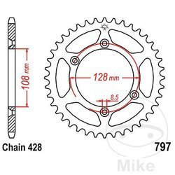 Stahl Kettenrad Hinten JT JTR797.51 ilość zębów 51Z