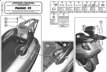 KAPPA ZENTRALKASSE RACK PIAGGIO X9 125-180-250 (00-02), X9 200-250-500 Evolution (03-08), X9 500 (01-02)