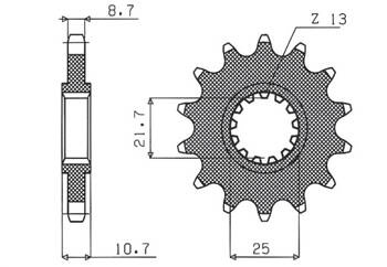 Sunstar Vorderes Kettenrad aus Stahl YAMAHA FZ 6/R6/FZ750 [16]