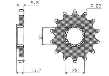 Sunstar Vorderes Kettenrad aus Stahl YAMAHA XT 600 87-90 / XT 600E 97-03 / XTZ 660 91-98 / TT 600 93-02 [15]