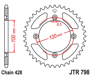 JT Hinteres Ritzel Stahl [48 Zähne] SUZUKI RM 80/85 83-20 / YAMAHA YZ 85 02-20 Farbe schwarz