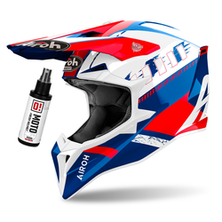 Airoh Wraaap Feel Helm weiß, blau, rot / glänzend