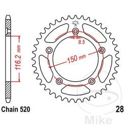Stahl Kettenrad Hinten JT JTR28.42 ilość zębów 42Z