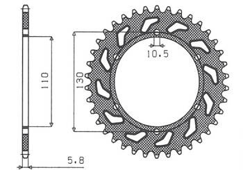 Sunstar Kettenrad aus Stahl KAWASAKI NINJA 250 09-11 [43]