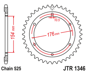 JT Hinteres Ritzel Stahl [44 Zähne] HONDA CB 1000RA 18-19 / VFR 800 V-TEC ABS 14-17 / VFR 800X CROSSRUNNER 15-17