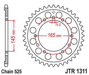 JT Hinteres Ritzel Stahl [43 Zähne] HONDA NTV 650 BROS 88-91 / NT/NTV/VFR 400 87-91