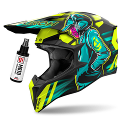 Airoh Wraaap Cyber-Helm blau, gelb, schwarz / matt