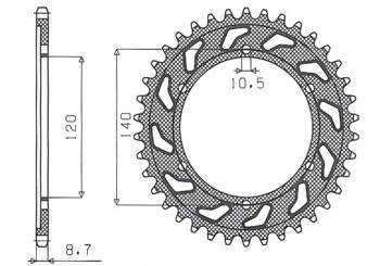Sunstar Kettenrad aus Stahl KAWASAKI ZXR 750H 89 / VN 800A 95-96 [46]