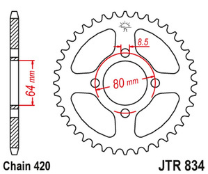 JT Hinteres Ritzel Stahl [35 Zähne] YAMAHA TTR 90 00-07 / TTR 110 08-16 / V70/V75 76-77 / V90 75-78 / LB 80 76-77 / YB 100E 80-94
