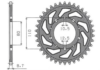 Sunstar Kettenrad aus Stahl HONDA CBR 1000F 93-98 / CB 1000 / CBX 1000 [42]