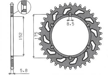 Sunstar Kettenrad aus Stahl YAMAHA TT600R 98-03 / TT600S 93-95 / YFZ 350 BANSHEE 89-06 [43]