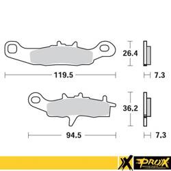 Prox Bremsbelag KH258 / KH349 KAWASAKI KX 80/85/100 '97-20, SUZUKI RM 85 '05-20 , KAWASAKI KFX 450R 08-14, KVF 650 BRUTE FORCE '05-13