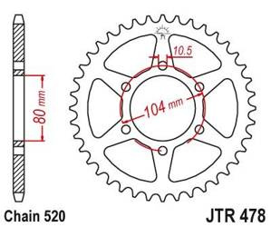 JT Stahlkettenrad hinten (JTR478) Kawasaki ZX-6R Z 750 ZXR KLE ER-6F DE