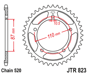 JT Hinteres Ritzel Stahl [47 Zähne] SUZUKI DL 250 V-STROM 17-19 / SFV 650 GLADIUS 09-14