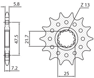 Sunstar Vorderes Kettenrad aus Stahl KAWASAKI ZX-6R/RR 07-17 / YAMAHA XTZ 750 SUPER TENERE 87-00 [16]