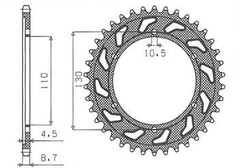 Sunstar Kettenrad aus Stahl YAMAHA R1 04-08 / FZ 1 06-14 / R6B 06-15 [45]