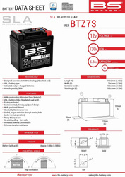 BS BATTERIE BTZ7S 6AH 130A