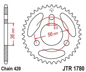 JT Hinteres Ritzel Stahl [28 Zähne] KAWASAKI KDX 50 03-06 / SUZUKI JR 50 85-06