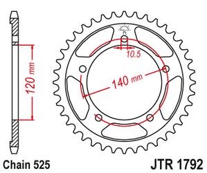 Stahl Kettenrad Hinten JT JTR1792.45 ilość zębów 45Z