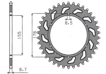 Sunstar Kettenrad aus Stahl TRIUMPH 900/955/1000 / TRIUMPH DAYTONA T595 955 97-99  [44]