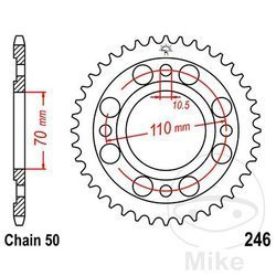 Stahl Kettenrad Hinten JT JTR246.37 ilość zębów 37Z