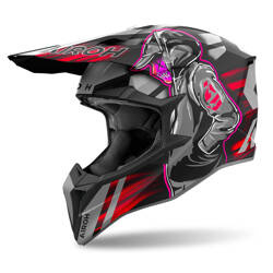 Airoh Wraaap Cyber-Helm grau, rot, schwarz / matt