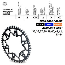 Moto-Master Aluminium Kettenrad [41] KTM SX 50/SX 50 MINI 02- / SX-E5 E-BIKE 19- / GASGAS MC 50 MC-E E-BIKE 21- / HUSQVARNA TC 50 17 / TC 50 MINI 18-. EE 5 E-BIKE 19-