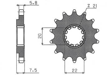 Sunstar Vorderes Kettenrad aus Stahl HONDA CR 125R 04-07 / CRF 250R/X 04-17 [13]