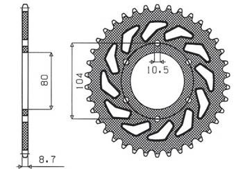 Sunstar Kettenrad aus Stahl KAWASAKI Z 750C 80-87 / GPZ 1100 81-85 / GPZ 750 83-89 / GPZ 750 TURBO 82-87 [33]