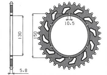 Sunstar Kettenrad aus Stahl HONDA NX 650 88-90 / FMX 650 05-08 / XR 600 88-90 / YAMAHA XJ6 600 09-13 [42]